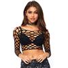 Leg Avenue Net Long Sleeved Crop Top 81567 Black