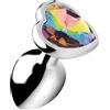 Booty Sparks Rainbow Prism Heart Anal Plug Silver Small