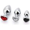 Brutus 3 Size Alu Plug Set with Colored Heart Shaped Stone