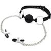 Kiotos Silicone Ball Gag with Nipple Clamps