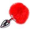 Alive Metal Anal Fluffly Plug M Red