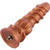 HiSmith HSA56 Spiral Grain Silicone Dildo KlicLok 8.46" Gold