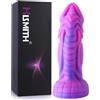 HiSmith HSD01 Curved Giant Silicone Purple Starry Animal Dildo Suction Cup 8" Purple-Pink