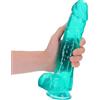 RealRock Realistic Dildo with Balls 10" 25,4 cm Turquoise