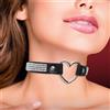 Cinderella Collar with Heart and Rhinestones Choker Style Vegan Leather Black