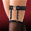 Cinderella Garter with Heart and Ruffles Vegan Leather Black