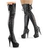 Pleaser USA Pleaser Delight-3050 Blk Str Faux Leather/Blk Matte 36