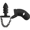 Black Velvets Cock Cage with Butt Plug