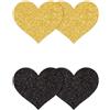 NS Novelties Pretty Pasties Glitter Hearts Black Gold 2 Pairs