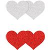 NS Novelties Pretty Pasties Glitter Hearts Red Silver 2 Pairs