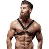 Fetish Submissive Attitude Eco Leather Crossed Chest Strap Harness Men Black