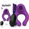 Action Fenda Vibrating Ring with Licking Tongue and Remote Control 3 Motors Purple