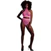 Ouch! Glow in the Dark Turtle Neck and High Waist Slip Neon Pink XL-4XL