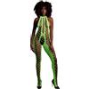 Ouch! Glow in the Dark Bodystocking with Halterneck Neon Green XL-4XL