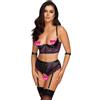 Cottelli Bondage Elegant Floral Quarter Cup Bra Set 2221322 Purple 85C/XL
