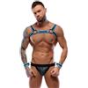 Svenjoyment Neoprene Harness & Jock with Cuffs 2180464 Black-Aqua M