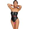 Cottelli Bondage Strapless Crotchless String Body with Collar & Cuffs 2643499 Black M