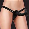 Ouch! Vibrating Rechargeable 10 Speed Silicone Ribbed Strap-On Adjustable Black