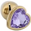 QIJIHE Golden Butt Plug con cristallo a forma di cuore Bump, Anal Plug Set (Small-28mm, Mid-34mm, Large-40mm) Buttplug Metal Anali Plug Giocattoli del sesso per le donne Uomini (lavanda, M)