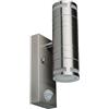 V-TAC VT-7632S GLASS GU10 WALL FITTING WITH SENSOR,STAINLESS STEEL BODY(H:21.5CM)- 2 WAY IP44