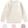 Winmany Ragazze Pullover Maglione Bambini Girocollo Modello Cuore Maglia Tops Manica Lunga Girocollo Felpe per 3-7Y (5-6T, Bianco)