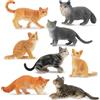 TOYMANY Set di 8 statuette di animali di gatto, statuette di animali di plastica, ornamenti in miniatura, gatto, uovo di Pasqua, Natale, topper per torte, regalo di compleanno per bambini