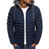 Geagodelia Giacca Uomo Invernale Cappotto Imbottito con Cappuccio e Zip Uomo Tinta Unita Semplice Caldo per Ragazzi Giubbino Regalo S-3XL (Large, Blu Scuro)