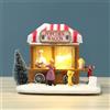 Vintage Mini Scena di Natale Snow House LED Popcorn Wagon Town Village Dollhouse