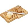 Relaxdays Tagliere per Pane, con Coltello in Acciaio Inox, Raccogli Briciole, Bambù, HLP 4x40x24 cm, Legno Naturale