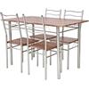 HOMASIS Set da pranzo da 5 pezzi, tavolo da pranzo con 4 sedie in legno e metallo, sedia con schienale, set da sala da pranzo, set da cucina per cucina, sala da pranzo, soggiorno, 120 x 70 x 75 cm
