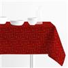 Riad Arredo Tovaglia di Natale Antimacchia Tessuto Jacquard Stampa Moderna Merry Christmas Natalizia Lurex Idrorepellente (Bordeaux, 140 x 230 cm)