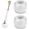 COMNICO 2 mini portaspazzolino da denti in ceramica fatti a mano bianco piccolo porta rasoi da bagno porta spazzolino da denti per lavabo da bagno controsoffitti
