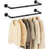 Yawinhe Barra Appendiabiti da Parete 80cm, Attaccapanni da Muro Industriale, Rimovibile Appendino, per Balconi e Camere da Letto, Nero, 2-Pack, YMG002A-2
