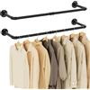 Yawinhe Barra Appendiabiti da Parete 94cm, Attaccapanni da Muro Industriale, Rimovibile Appendino, per Balconi e Camere da Letto, Nero, 2-Pack, YMG002B-2