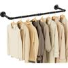 Yawinhe Barra Appendiabiti da Parete 94cm, Attaccapanni da Muro Industriale, Rimovibile Appendino, per Balconi e Camere da Letto, Nero, 1-Pack, YMG002B-1