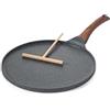 SENSARTE Padella per Crepes 30 cm con Stendi Crepes, Adatta per Induzione | Antiaderente in granito svizzero, manico ergonomico, facile da pulire