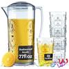 Muldale Brocca in Plastica Con Coperchio e Bicchiere - Set per Giardino in Acrilico - per Acqua, Sangria, Pimms - Stile Boho - 2300 ml