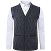 Oralidera Gilet Maglione da Uomo Inverno V-Collo Pullover Cardigan Senza Maniche e Gilet Fatti a Maglia Maglione Cardigan Gilet da Uomo con Bottone, Grigio Scuro, L