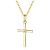 GAVU Collana Croce Donna Argento Sterling 925 Placcato Oro 14K con Zirconia Cubica, Catenina Oro con Ciondolo Croce Brillante, Collana Donna Elegante con Scatola Regalo