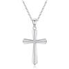 GAVU Collana Croce Donna Argento Sterling 925 Placcato Rodio con Zirconia Cubica, Catenina con Ciondolo Croce Brillante, Collana Cresima Donna