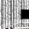 CCFENG - Carta da parati in tessuto non tessuto, 10 m x 0,53 m, rami astratti in bianco e nero, con tronchi di betulla e rami, adatta per pareti di sfondo TV, sala da pranzo e carta da parati