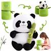MeYuxg Panda di peluche rosso, 25 cm, panda con bambù, bambola giocattolo per ragazzi e ragazze, in un tubo di bambù, regalo panda
