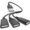MOGOOD Sdoppiatore USB 2.1 1 Maschio a 3 Femmine Nero, Cavo Multiporta Intrecciato Plug & Play, per Ricarica e Trasferimento Dati, Compatibile Laptop, PC e Dispositivi USB