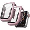 JETech Cover con Pellicola Protettiva per Apple Watch SE (2022/2020) /Series 6 5 4 44 mm, Custodia Protettiva Complessiva, Pellicola Integrata in Vetro Temperato, 2 Pezzi (Oro Rosa)