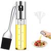 HIYAA Spruzzatore per olio, 100 ml, spray per olio da cucina, vetro trasparente, con spazzola in acciaio inox e piccolo imbuto per cucinare, barbecue, friggitrice ad aria calda, insalata