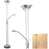 hofstein LED Lampada da Terra, Piantana Moderna Design LED in Metallo Rinifitura Nichel, 3000 Kelvin Biacno Caldo con Braccio Lettura Mobile da 5 Watt, Illuminazione Dimmer Varialuce, Salone, Camera da Letto
