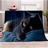 FANSU Coperta Plaid in Pile di Flanella, Microfibra Morbido Durevole e Caldo 3D Gatto Stampa Peluche Matrimoniale Coperte Copriletti per Letto Divano Soggiorno (Gatto Nero,150x180cm)