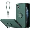 Sitthyw Cover compatibile con iPhone 13(6.1) con anello di supporto a 360° e cinturino in silicone per fotocamera custodia antiurto magnetica, anello per iPhone 13, verde scuro