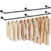 Yawinhe Attaccapanni da Muro Industriale, Barra Appendiabiti da Parete a Tubo 178cm, Salvaspazio, Rimovibile Appendino, per Lavanderia, Nero,2 Pack, YMG004-2