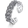 JFASHOP Anelli con nodo celtico da uomo, anello aperto regolabile con nodo celtico in argento sterling 925 per le donne Gioielli celtici Anello celtico per pollice da ragazza Anello intrecciato a spirale